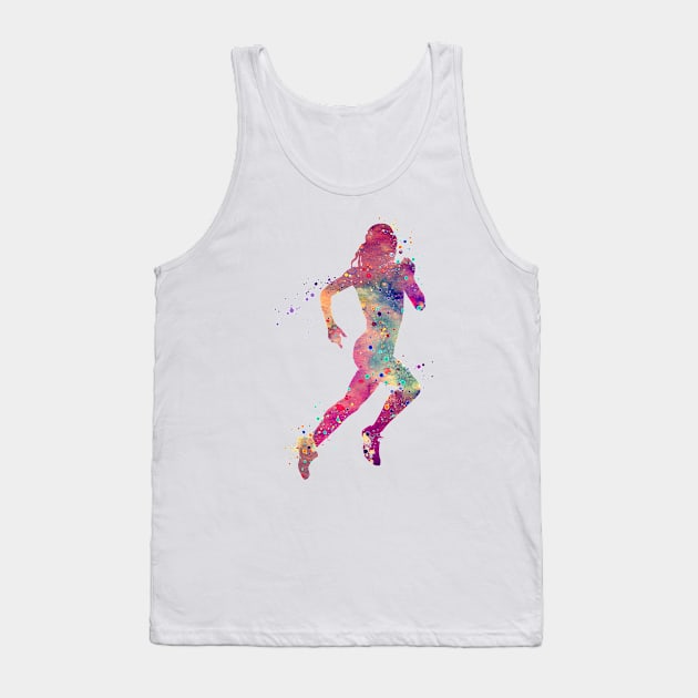 Girl Running Watercolor Silhouette Tank Top by LotusGifts